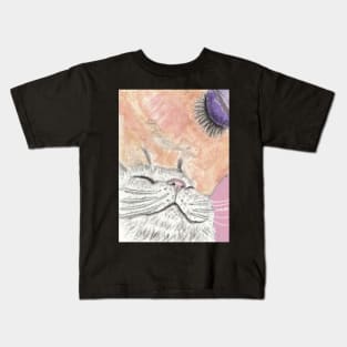 kitty kisses cat art Kids T-Shirt